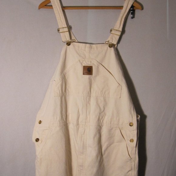 Carhartt Other - Carhartt White Cotton Men's Bib Overalls 42x32